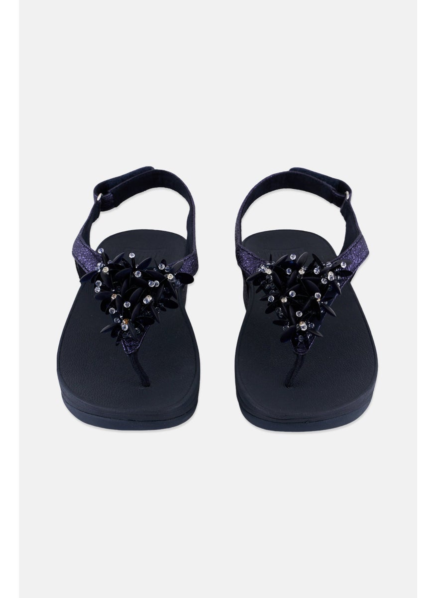 Women Boogaloo Velcro Closure Wedges, Navy Blue