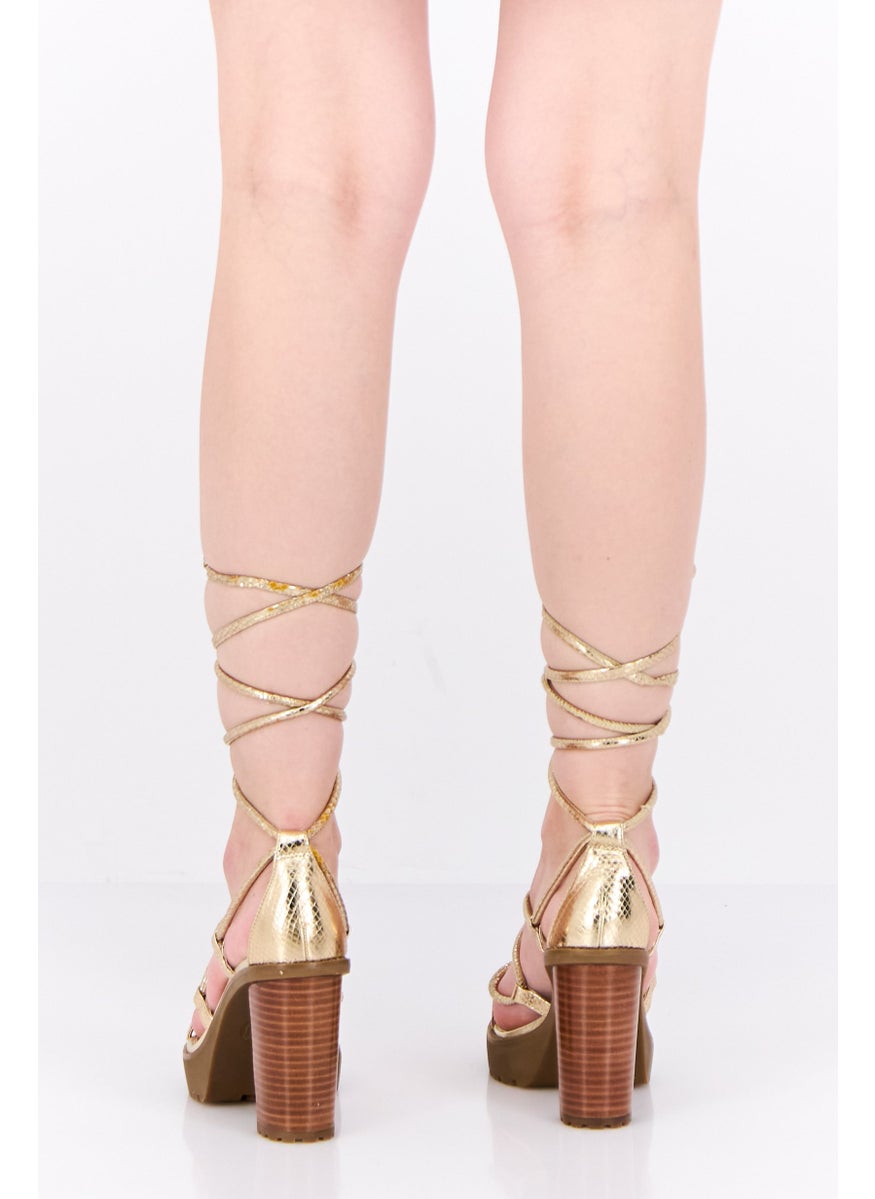 Women Vero Lug Flatform Medium Tie Closure Sandals, Pale Gold