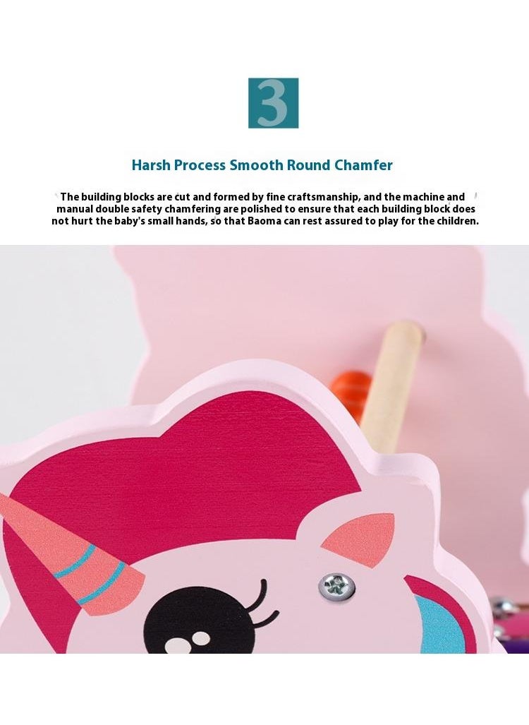 Wooden Unicorn Functional Calculation Frame For Children Children's Early Education Puzzle Toys