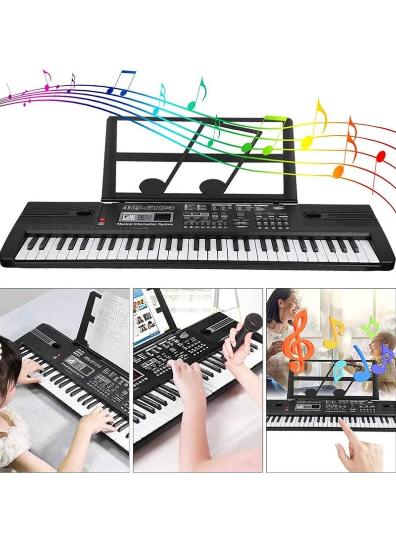 61-Key Electronic Music Keyboard Piano with LED Display, Built-in Speakers, Microphone, Multiple Tones & Rhythms – Portable Digital Keyboard for Beginners, Kids & Adults
