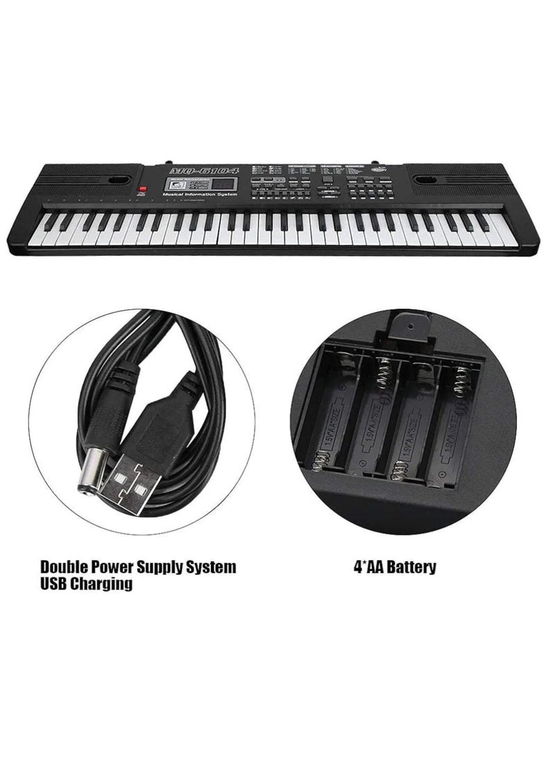 61-Key Electronic Music Keyboard Piano with LED Display, Built-in Speakers, Microphone, Multiple Tones & Rhythms – Portable Digital Keyboard for Beginners, Kids & Adults