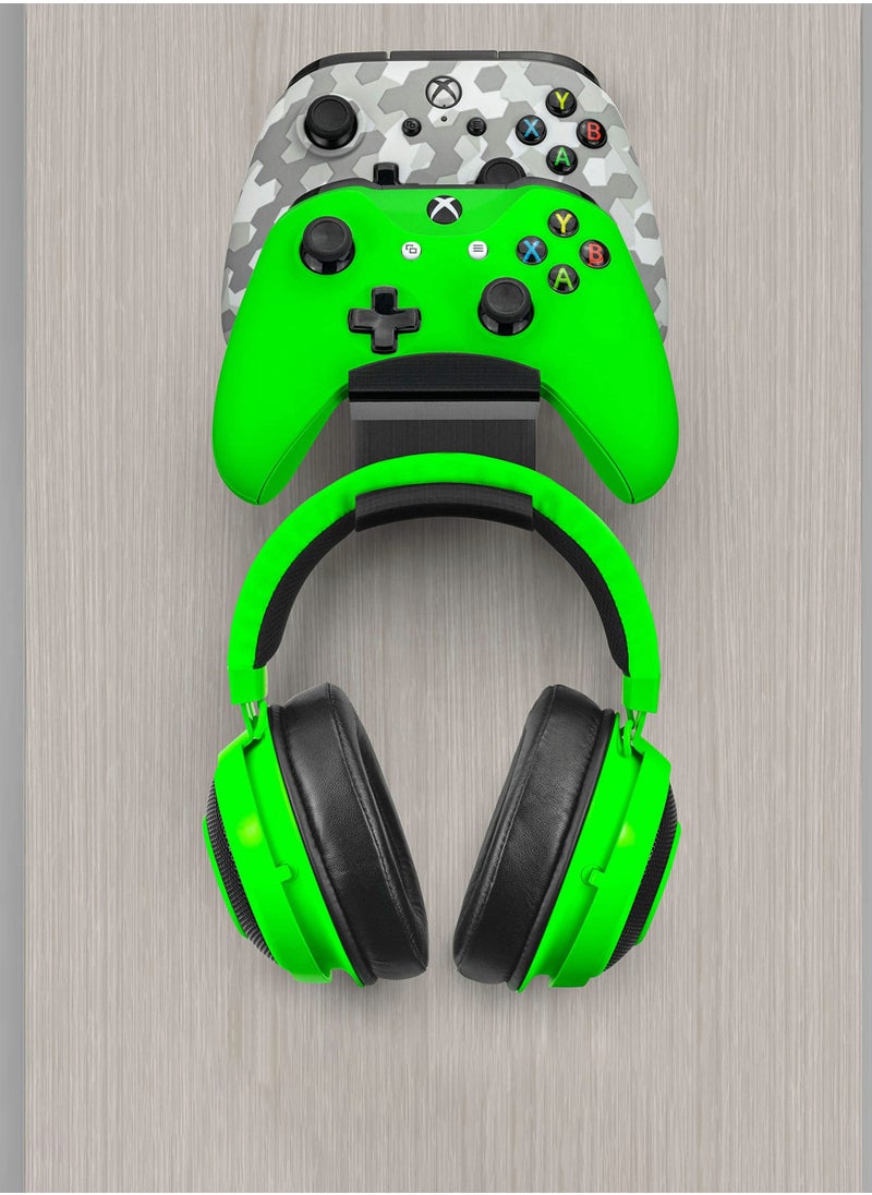 Gamepad Controller and Headset Wall Mount for Xbox ONE, X-Series, PS5, PS4, PS3, Switch, STEELSERIES Gamepads and More, Stay Organized and Screw Free