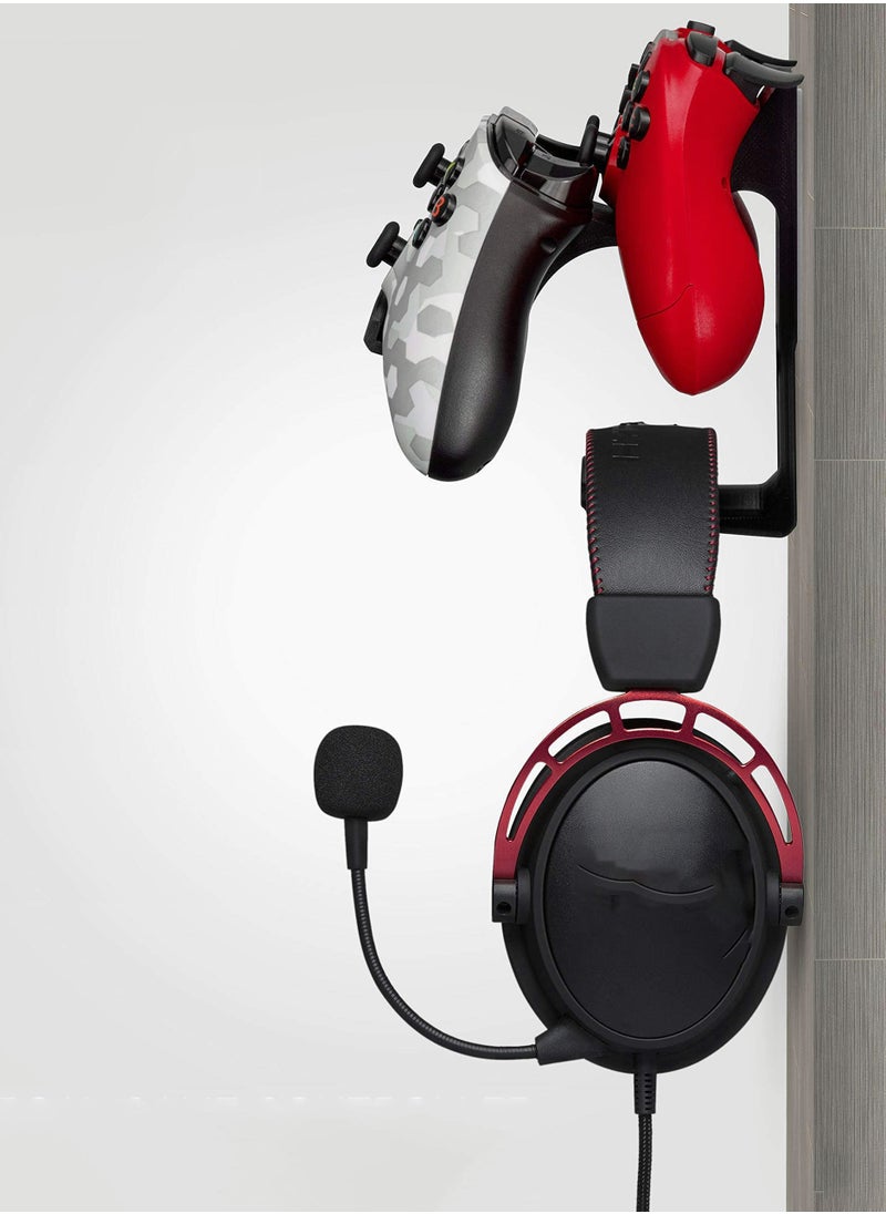 Gamepad Controller and Headset Wall Mount for Xbox ONE, X-Series, PS5, PS4, PS3, Switch, STEELSERIES Gamepads and More, Stay Organized and Screw Free