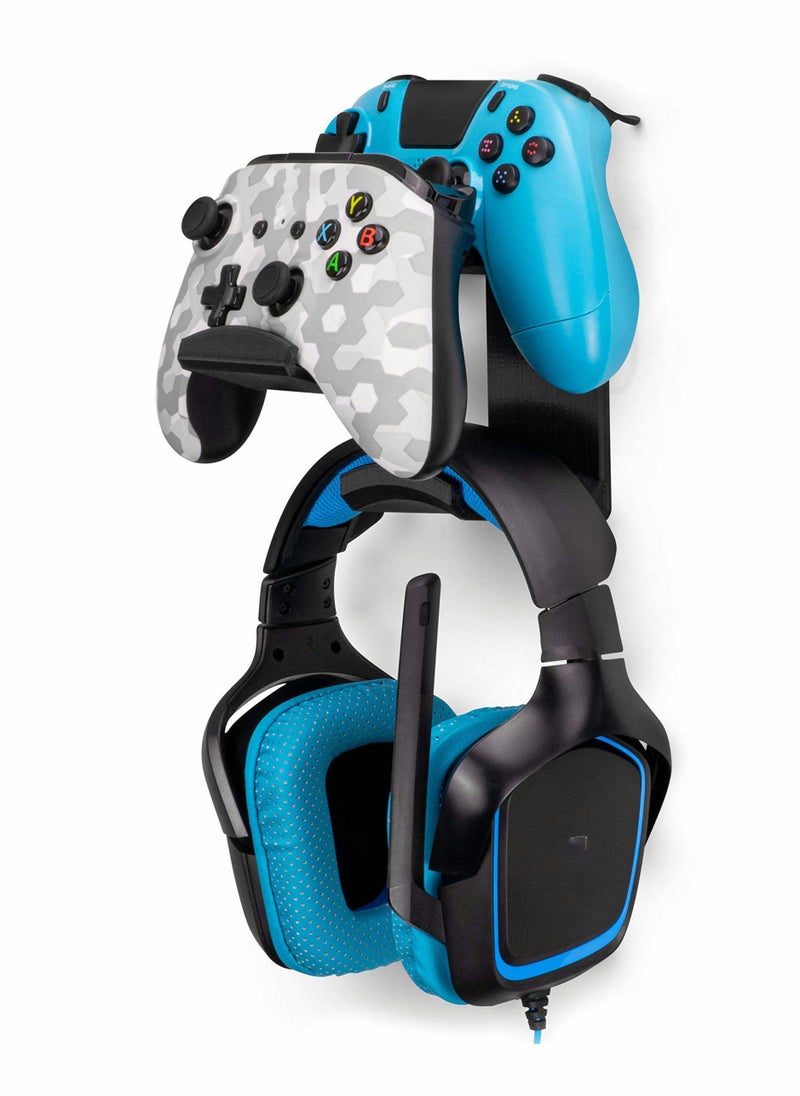 Gamepad Controller and Headset Wall Mount for Xbox ONE, X-Series, PS5, PS4, PS3, Switch, STEELSERIES Gamepads and More, Stay Organized and Screw Free