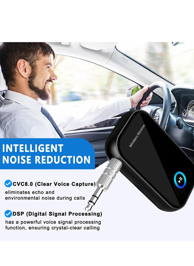 Bluetooth Car Adapter 3.5mm,Portable Bluetooth 5.0 Receiver for Car,Bluetooth 3.5mm Jack Kit with Built-in Microphone for Car Stereo/Speaker/Home Stereo/Wired Headphones