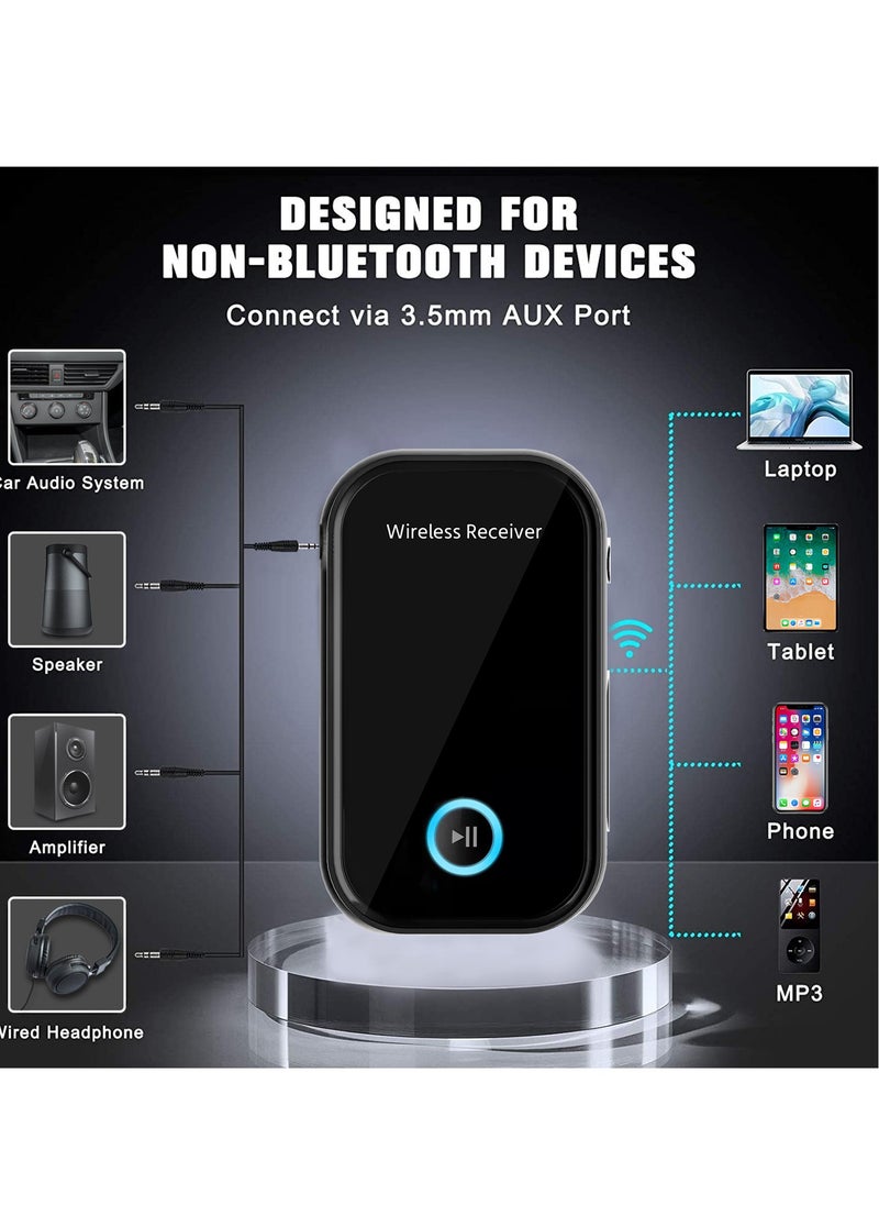 Bluetooth Car Adapter 3.5mm,Portable Bluetooth 5.0 Receiver for Car,Bluetooth 3.5mm Jack Kit with Built-in Microphone for Car Stereo/Speaker/Home Stereo/Wired Headphones