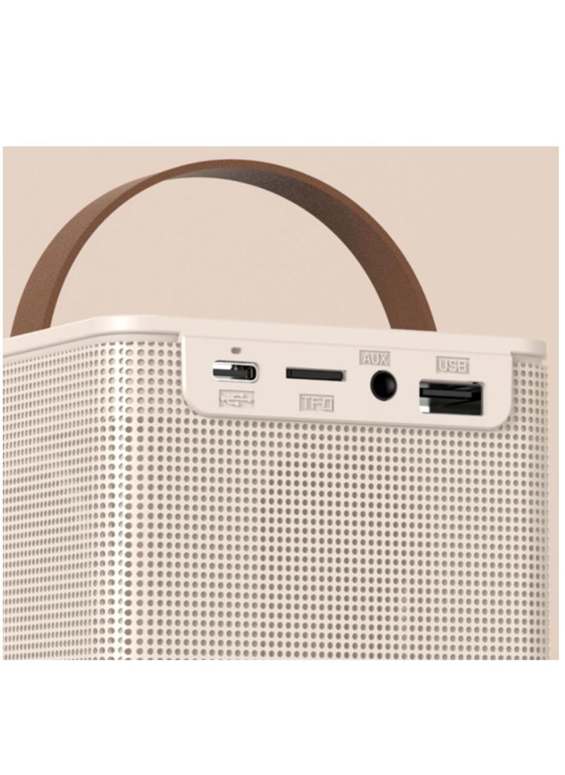 Bluetooth Speaker Beige With 2 Wireless Microphones For Karaoke Play Music Portable  Voice Changing Effects LED Dancing Light Remove Original Singer's Voice For Kids Adults