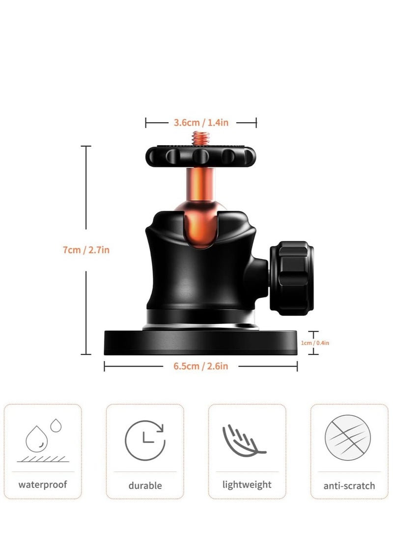 Magnetic Camera Mount with Mini Ball Head, Magnetic Mount Base Stand with 1/4-20 Male Thread Stud for Camera, for AKASO Action Camera, for Insta360 Action Camera, for DJI Osmo Action Camera