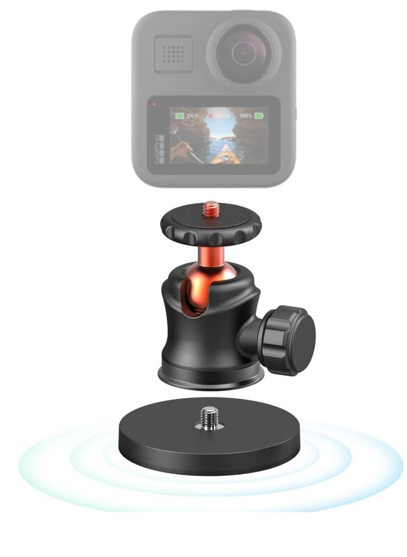 Magnetic Camera Mount with Mini Ball Head, Magnetic Mount Base Stand with 1/4-20 Male Thread Stud for Camera, for AKASO Action Camera, for Insta360 Action Camera, for DJI Osmo Action Camera