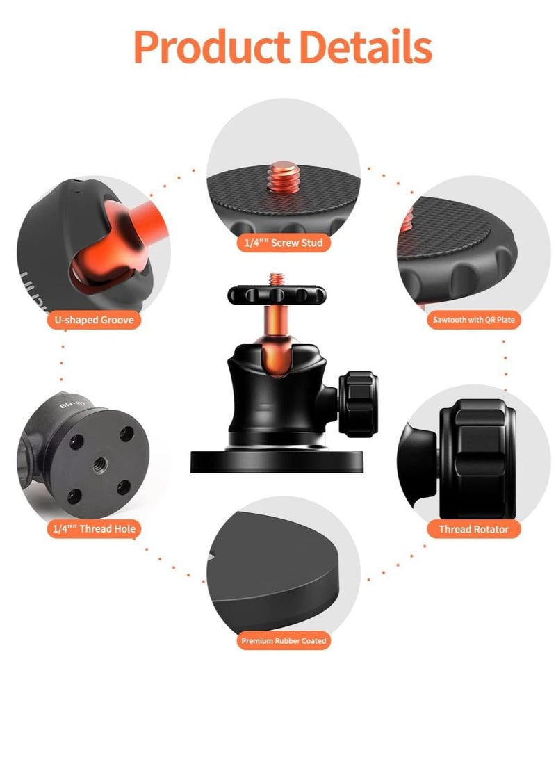 Magnetic Camera Mount with Mini Ball Head, Magnetic Mount Base Stand with 1/4-20 Male Thread Stud for Camera, for AKASO Action Camera, for Insta360 Action Camera, for DJI Osmo Action Camera
