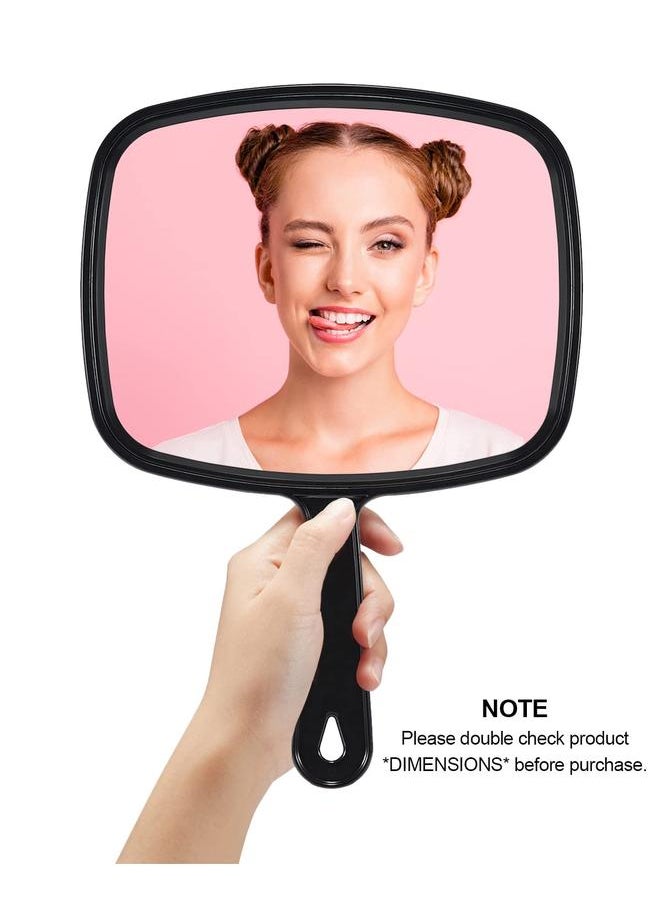 Large  Hand Mirror, Salon Barber Hairdressing Handheld Mirror with Handle (Square Black  10.3x7.4)