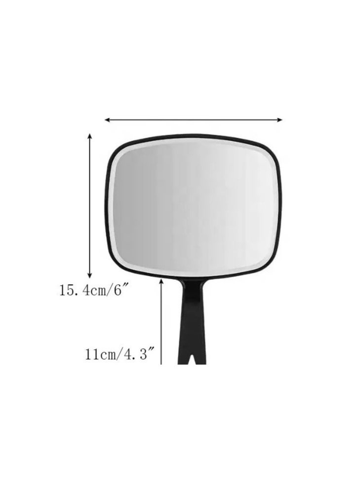 Large  Hand Mirror, Salon Barber Hairdressing Handheld Mirror with Handle (Square Black  10.3x7.4)