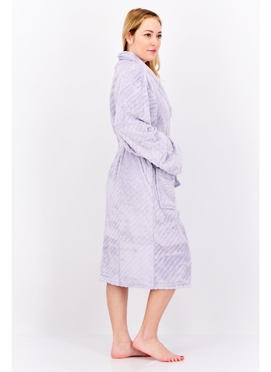 Women Belted Bath Robe, Lavender