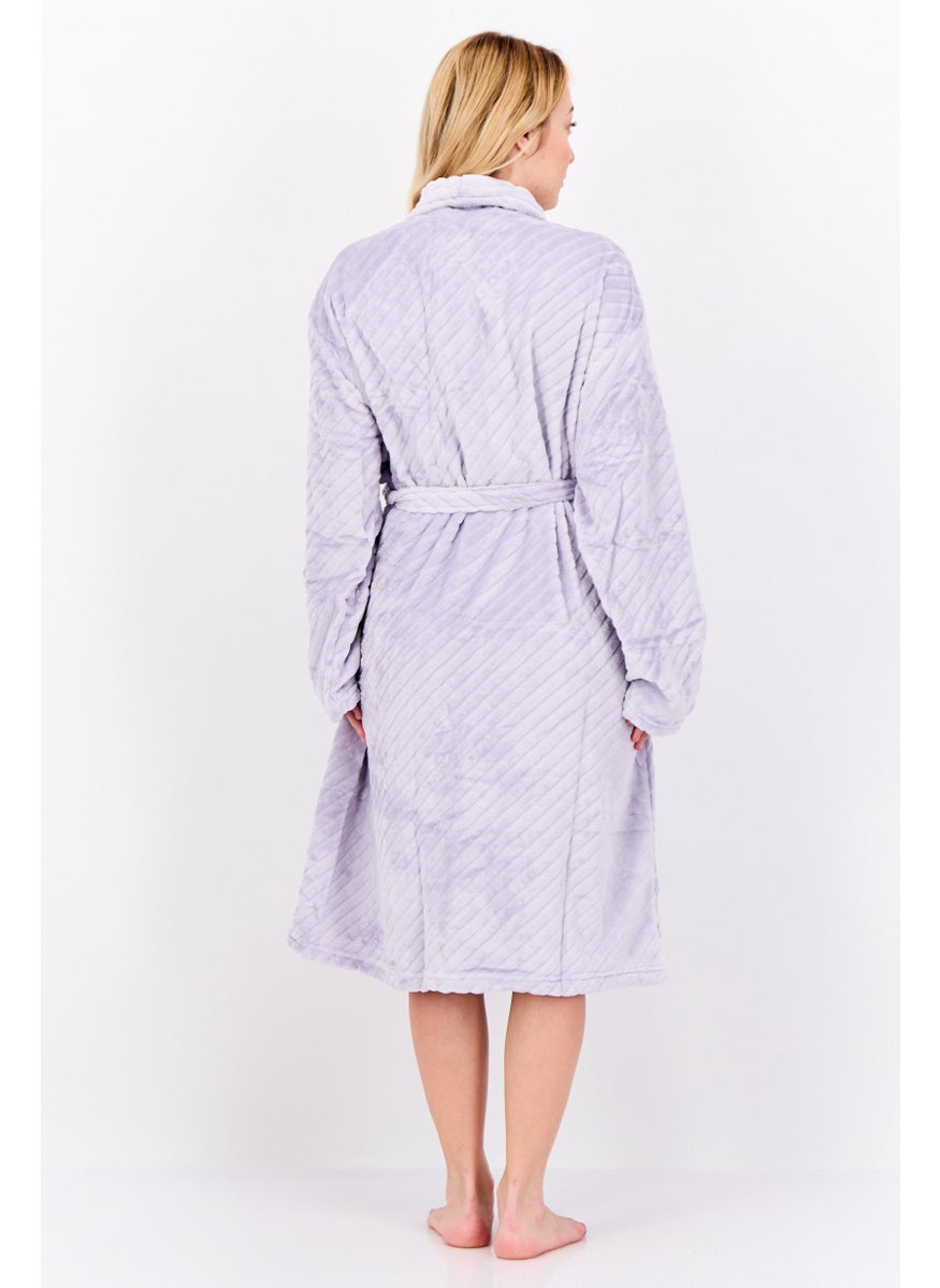 Women Belted Bath Robe, Lavender