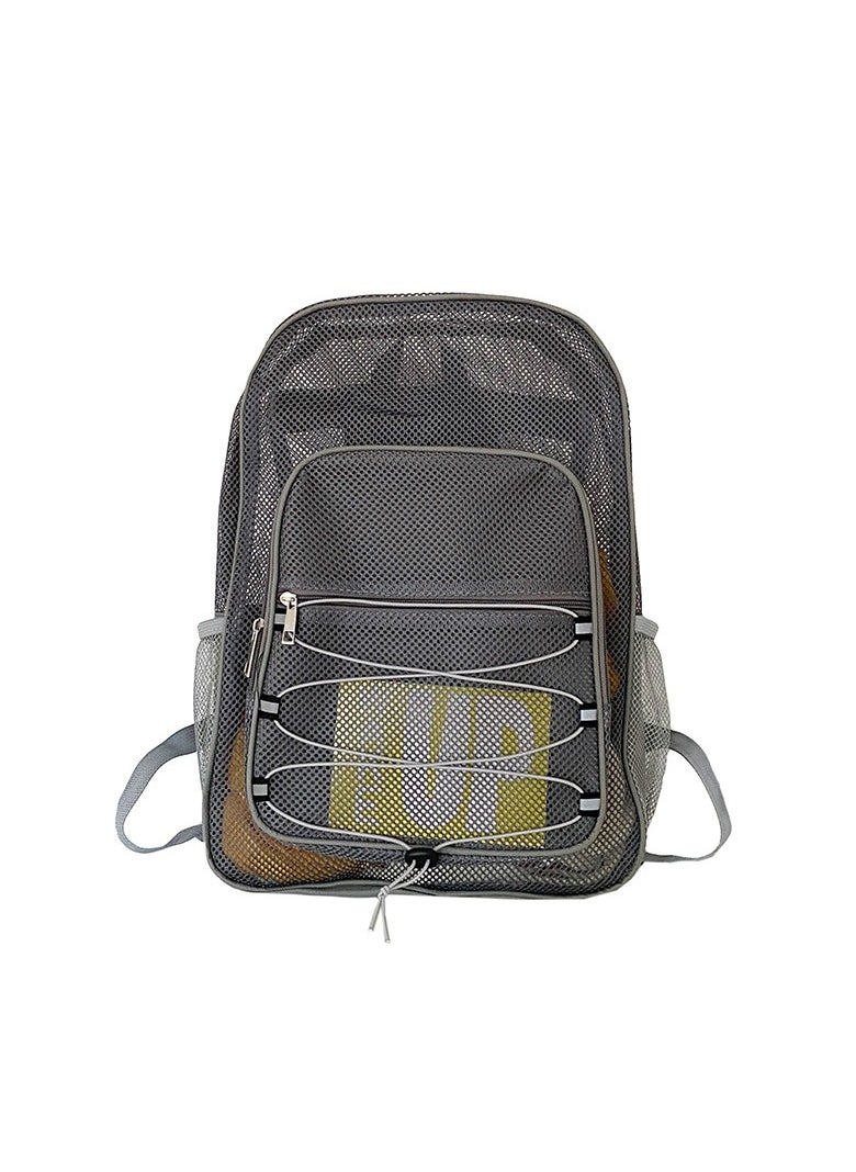 Fashionable Mesh Backpack, Swimming And Fitness Mesh Bag, Breathable Mesh Computer Bag, Drawstring Beach Bag 33*42*14CM