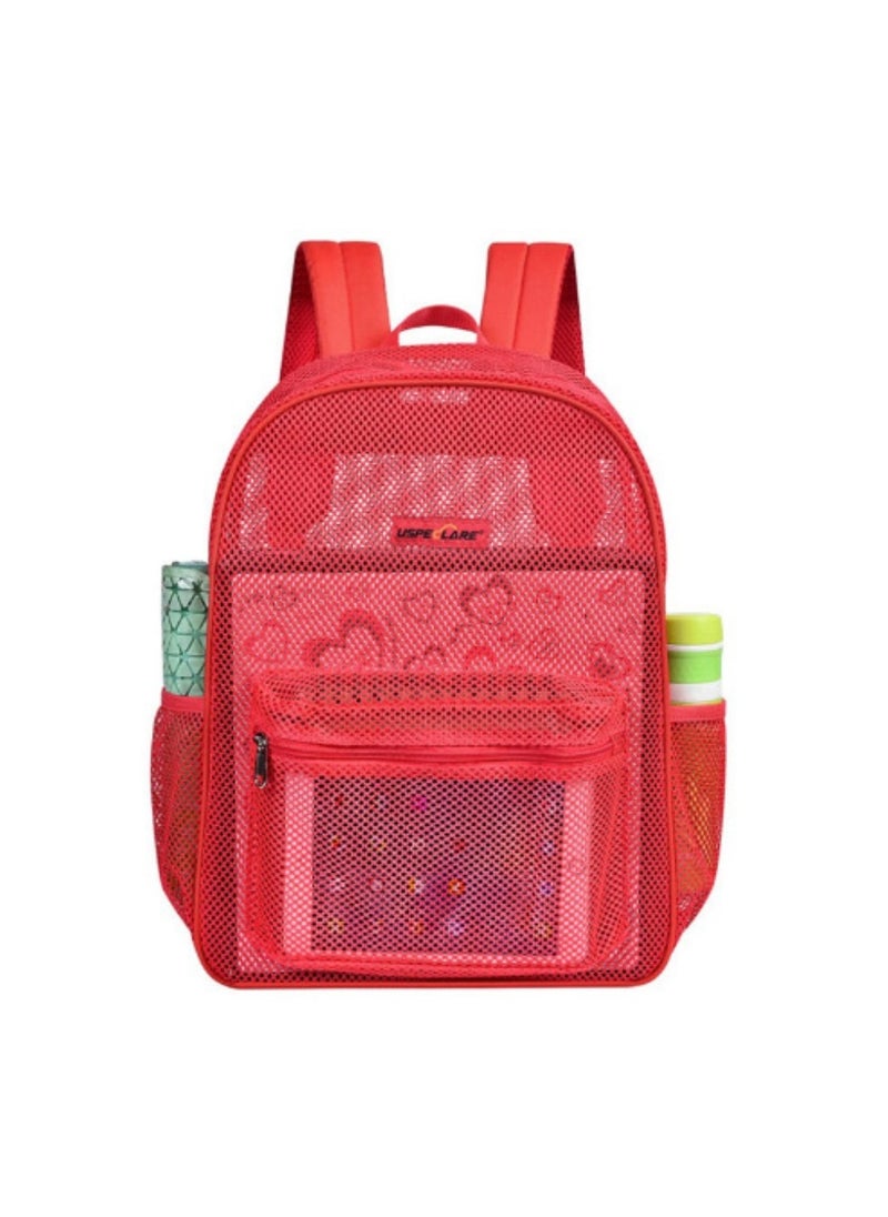 Fashion Mesh backpack, Swimming and Fitness Mesh Bag, Breathable Mesh Computer Bag, Drawstring Front Pocket, Beach Bag 32*43*15CM