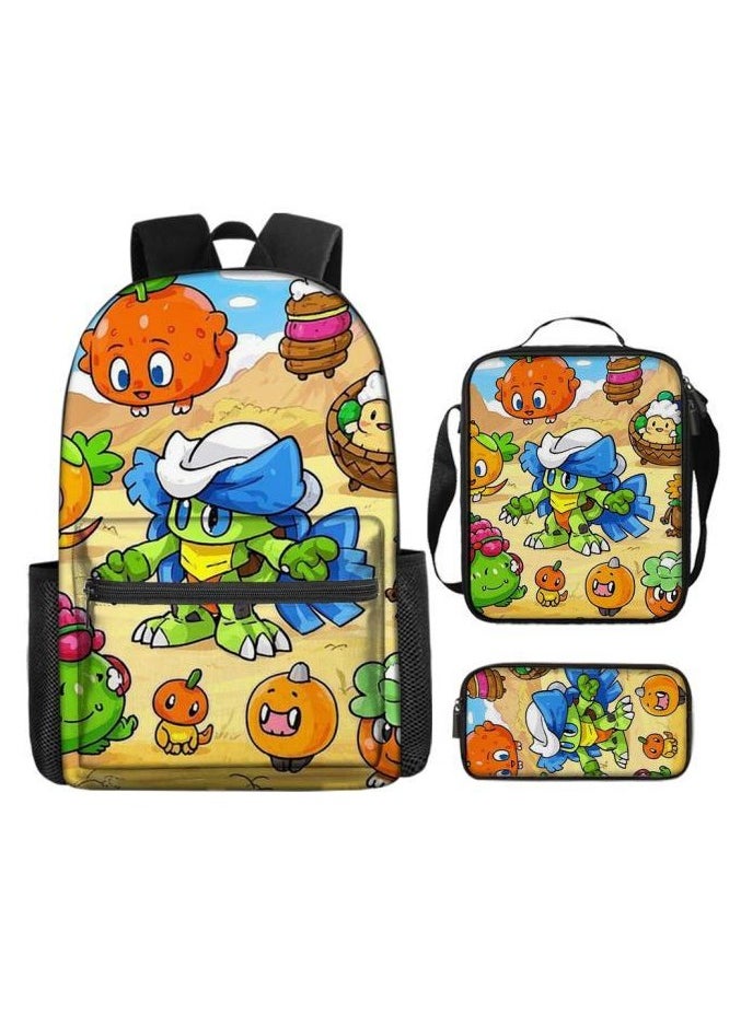 Cartoon three-piece schoolbag with zipper - 132