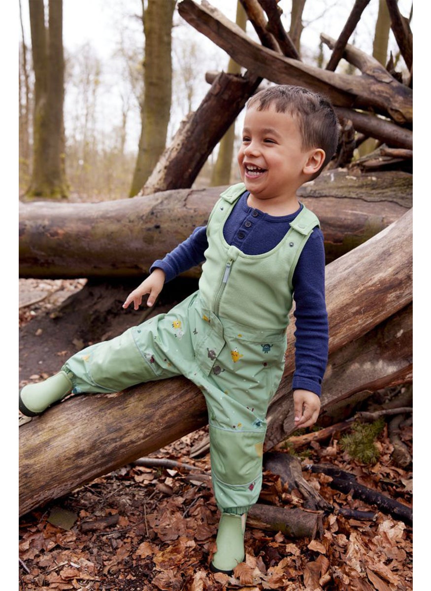 Kids Boy All Over Print Thermal Rain Pants, Olive