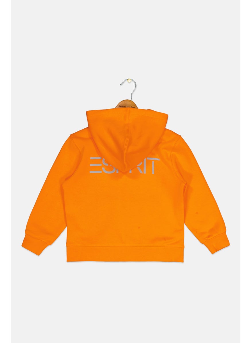 Kids Boy Brand Logo Hooded Sweatshirts, Orange