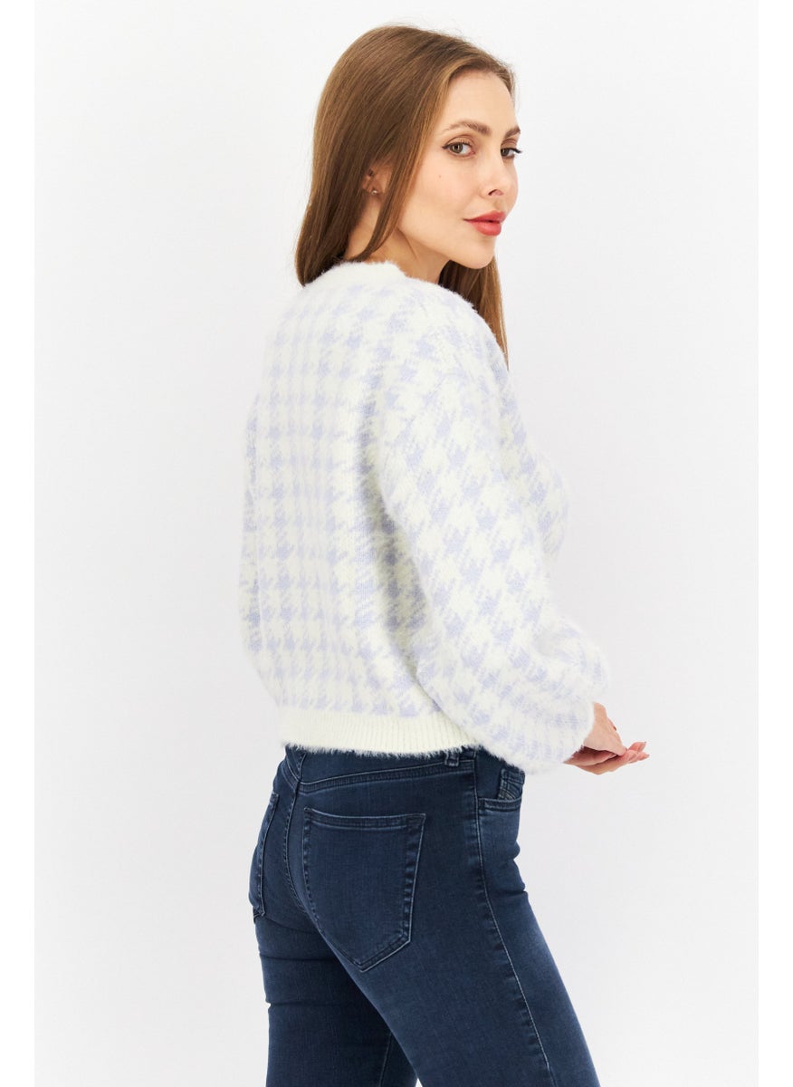 Women V-Neck Knitted Cardigans, Cream