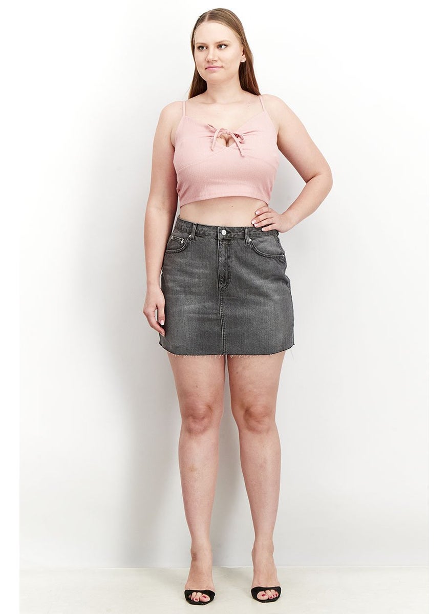 Women Raw Hem Denim Mini Skirt, Grey Wash
