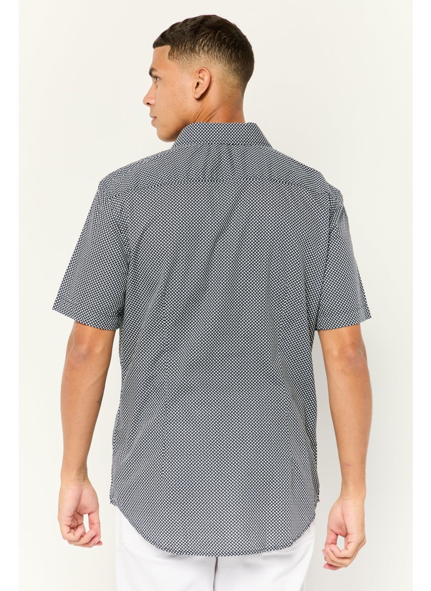 Men Slim Fit Allover Print Short Sleeves Casual Shirt, Multicolors