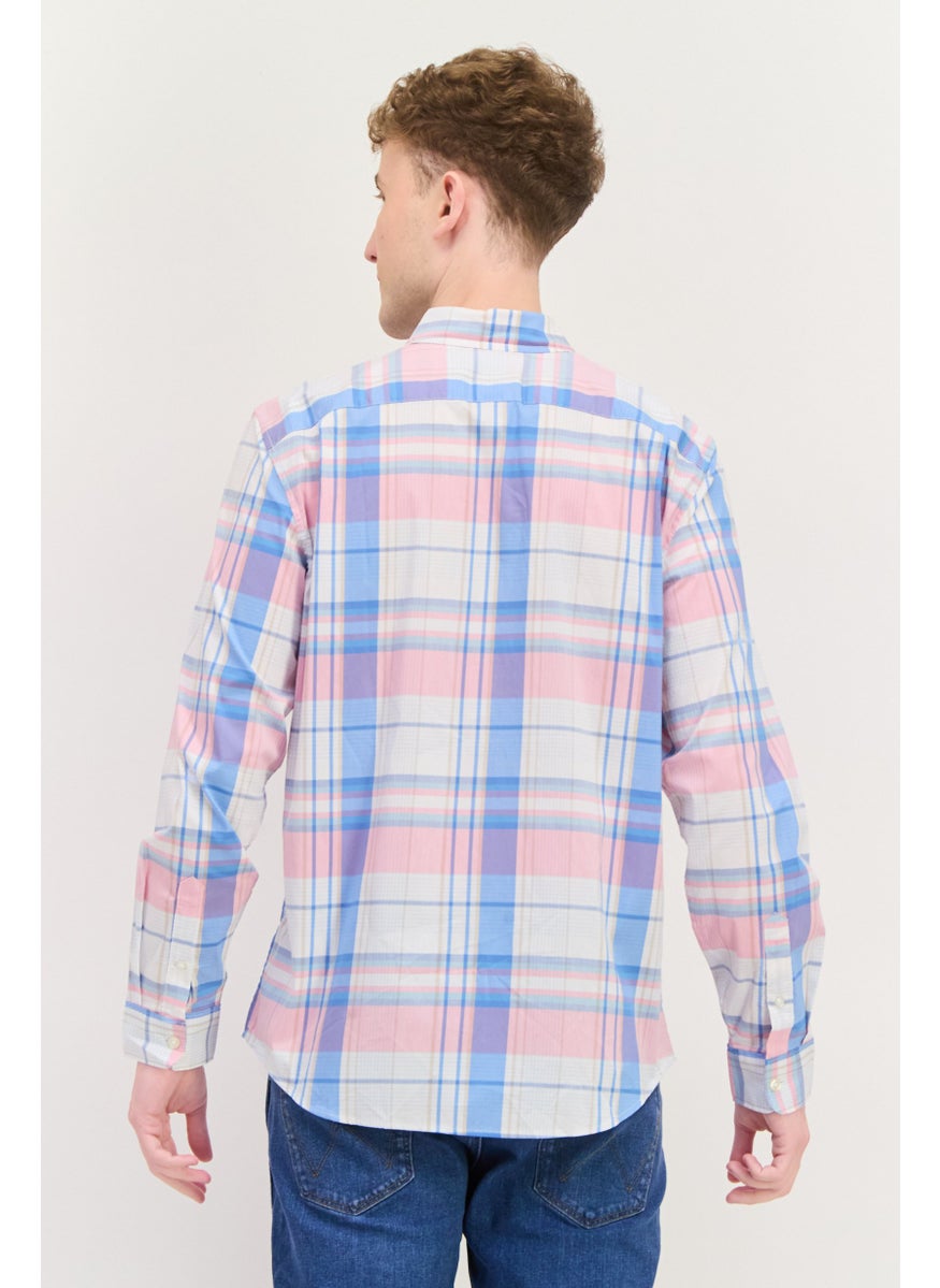 Men Regular Fit Checkered Long Sleeves Casual Shirt, White