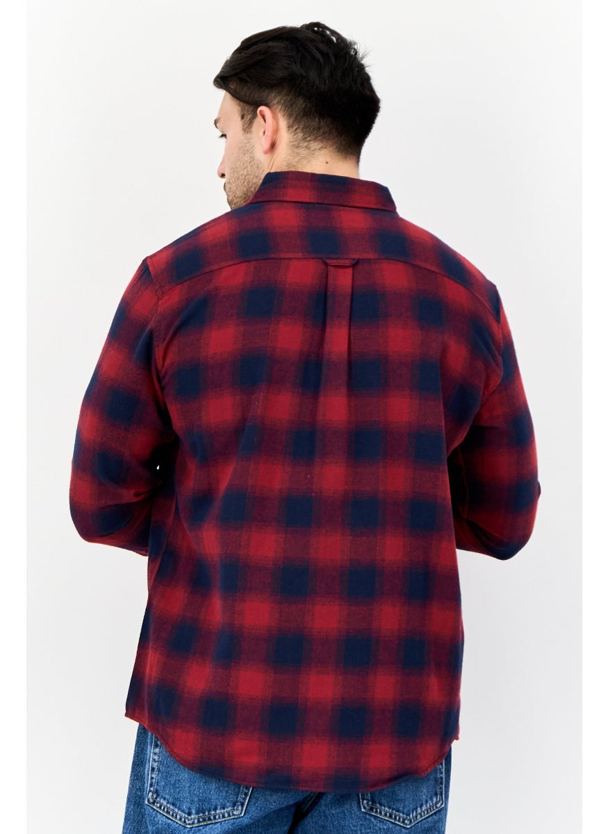 Men Regular Fit Plaid Long Sleeve Casual Shirts, Multicolor