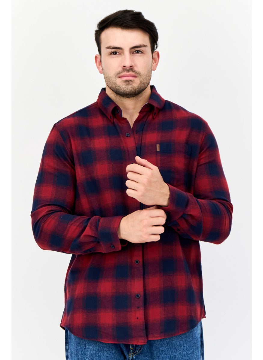 Men Regular Fit Plaid Long Sleeve Casual Shirts, Multicolor