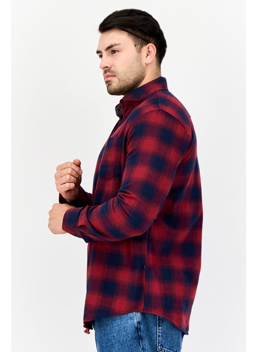 Men Regular Fit Plaid Long Sleeve Casual Shirts, Multicolor