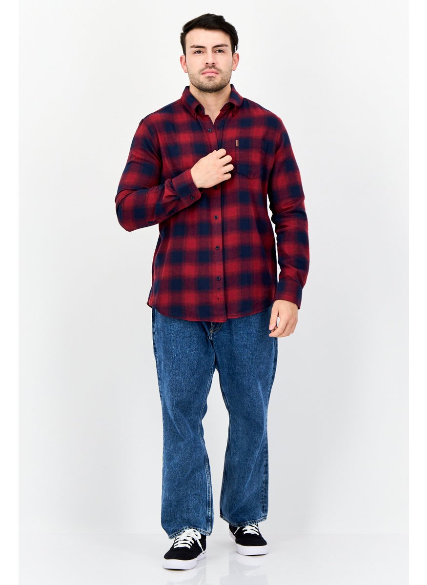 Men Regular Fit Plaid Long Sleeve Casual Shirts, Multicolor