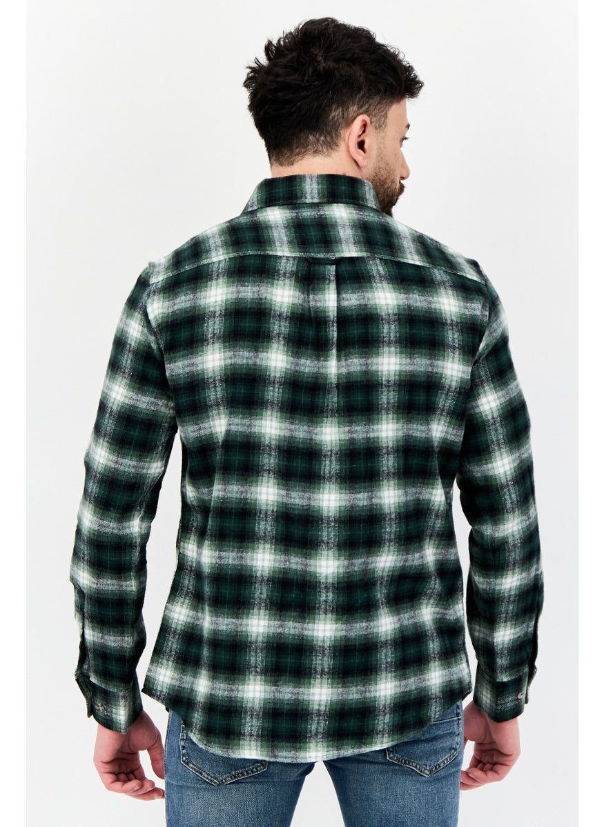 Men Regular Fit Plaid Long Sleeve Casual Shirts, Multicolor