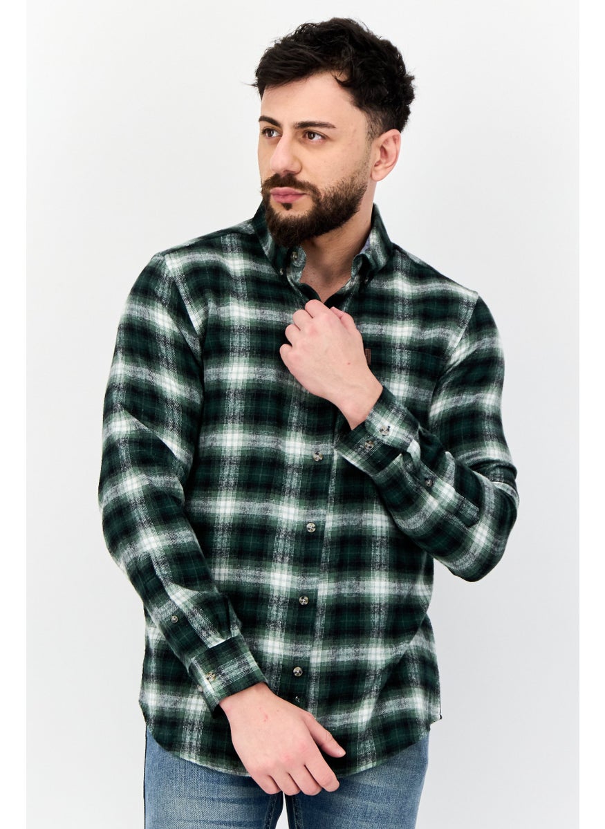 Men Regular Fit Plaid Long Sleeve Casual Shirts, Multicolor