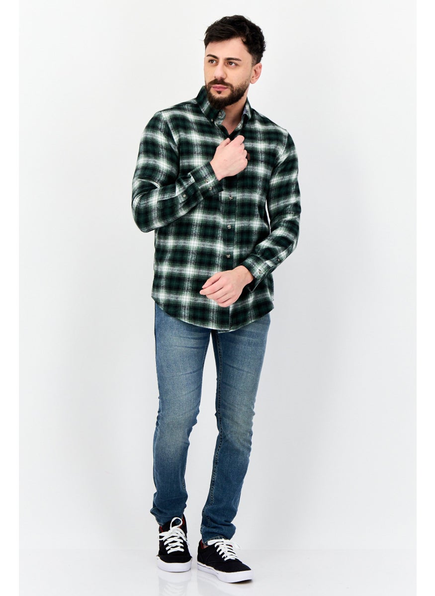Men Regular Fit Plaid Long Sleeve Casual Shirts, Multicolor