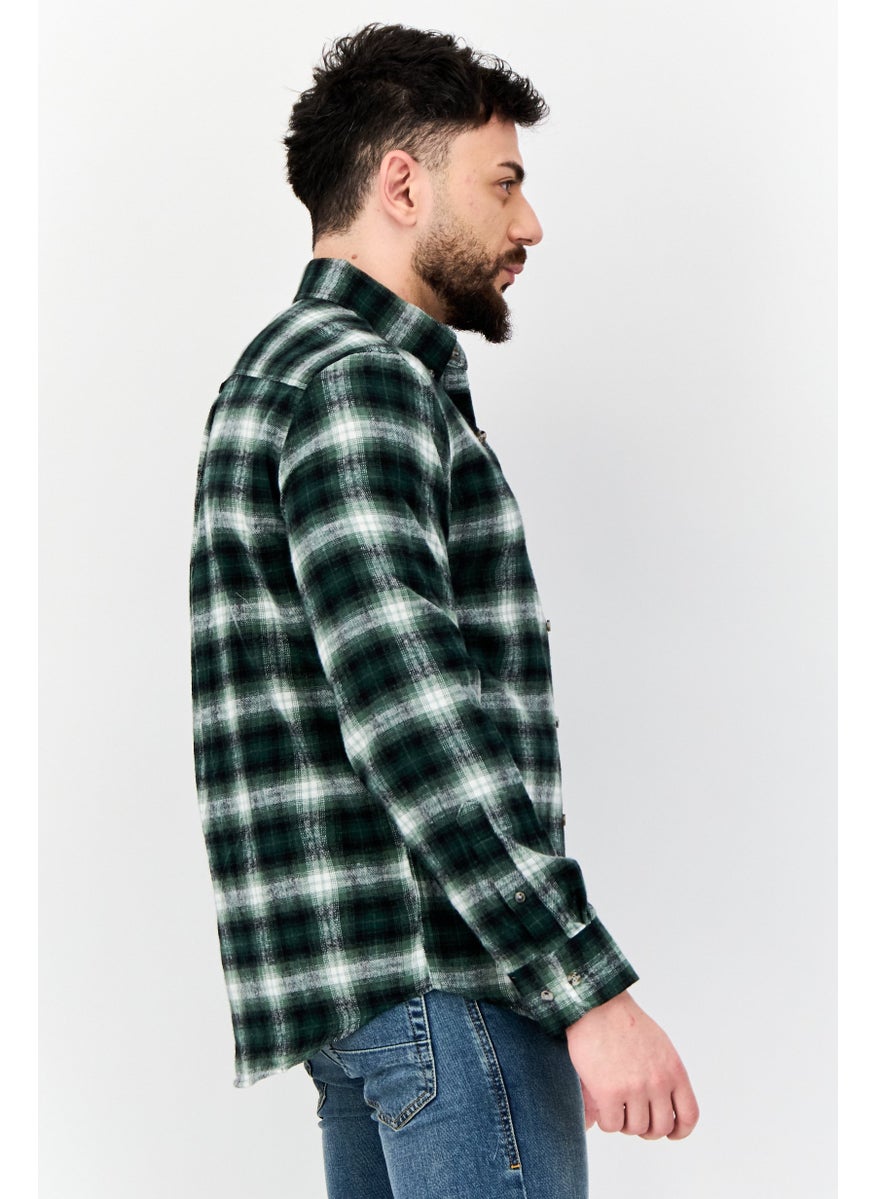 Men Regular Fit Plaid Long Sleeve Casual Shirts, Multicolor