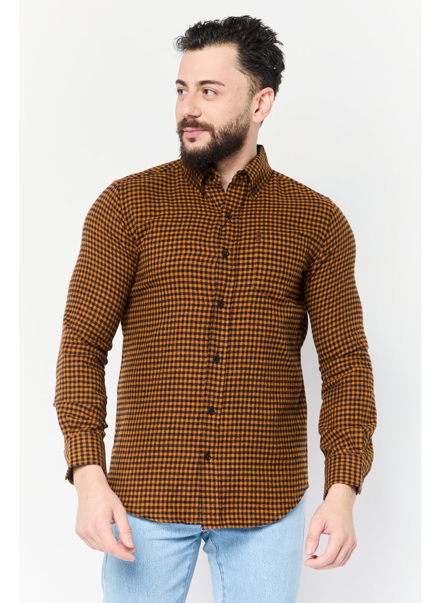 Men Regular Fit Grid Pattern Long Sleeves Casual Shirt, Multicolor