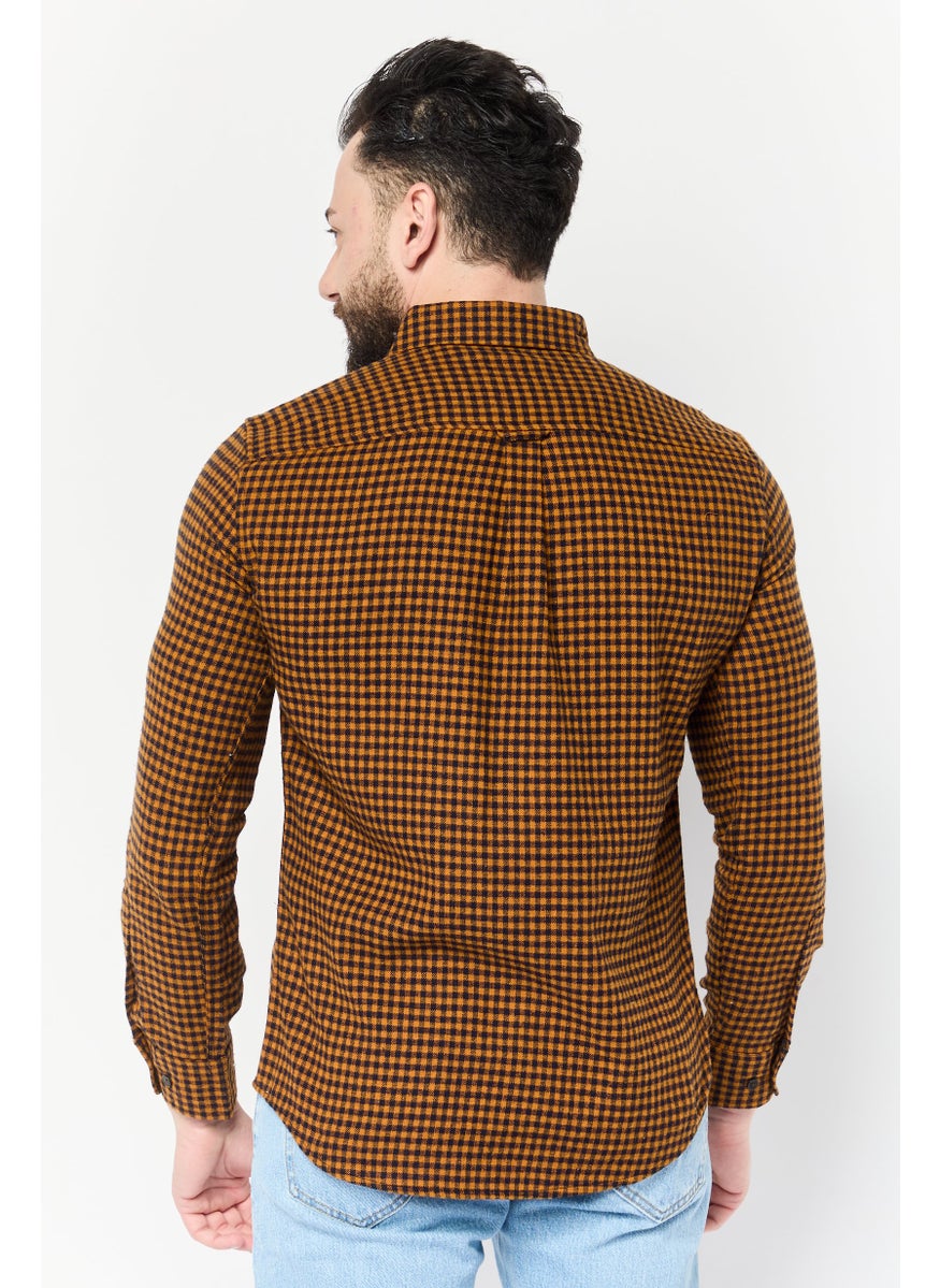 Men Regular Fit Grid Pattern Long Sleeves Casual Shirt, Multicolor