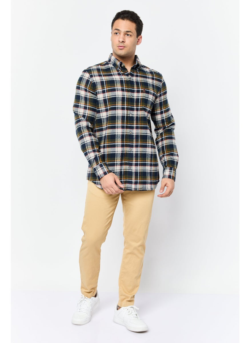 Men Regular Fit Plaid Long Sleeve Casual Shirt, Multicolor