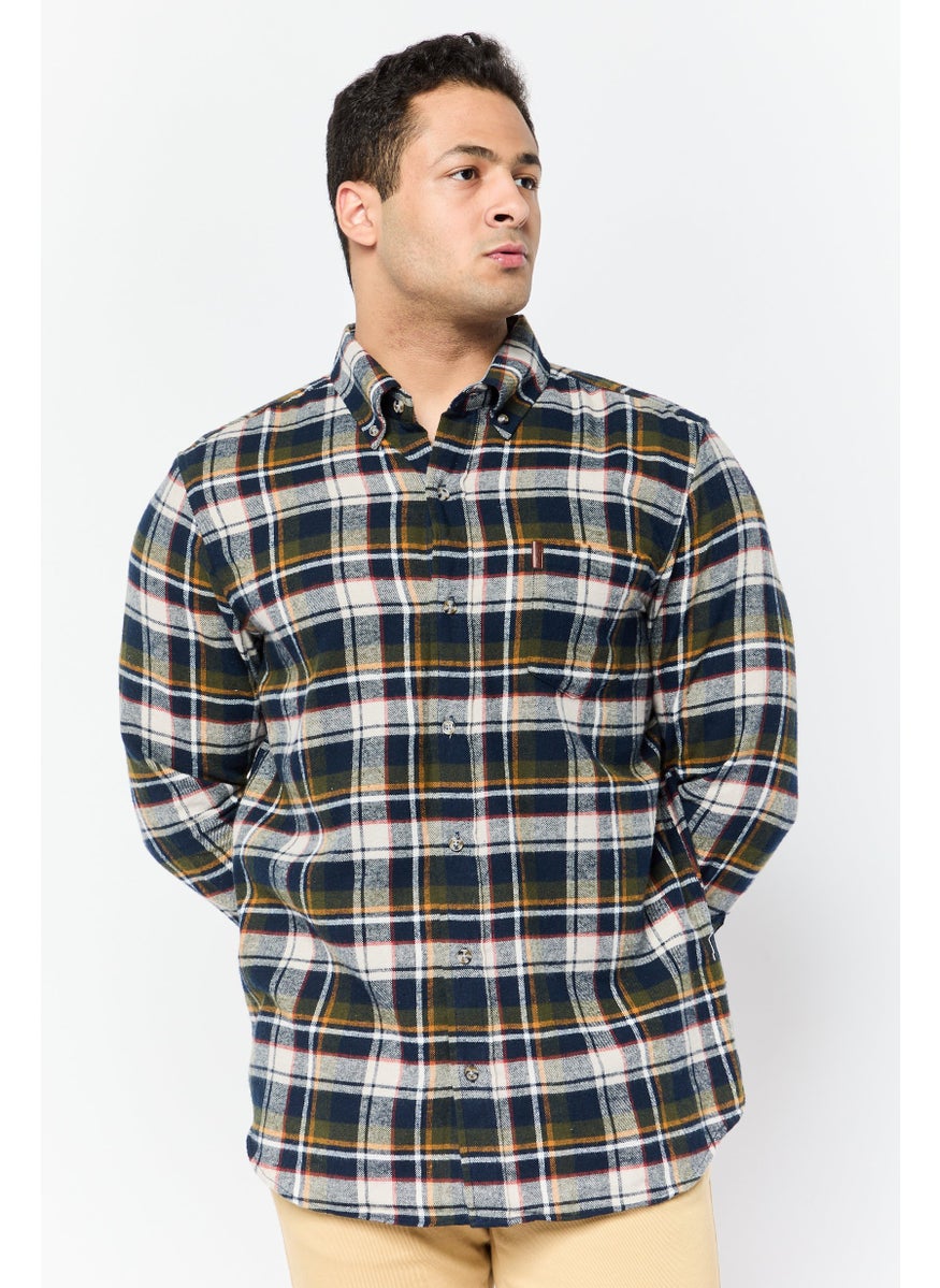Men Regular Fit Plaid Long Sleeve Casual Shirt, Multicolor