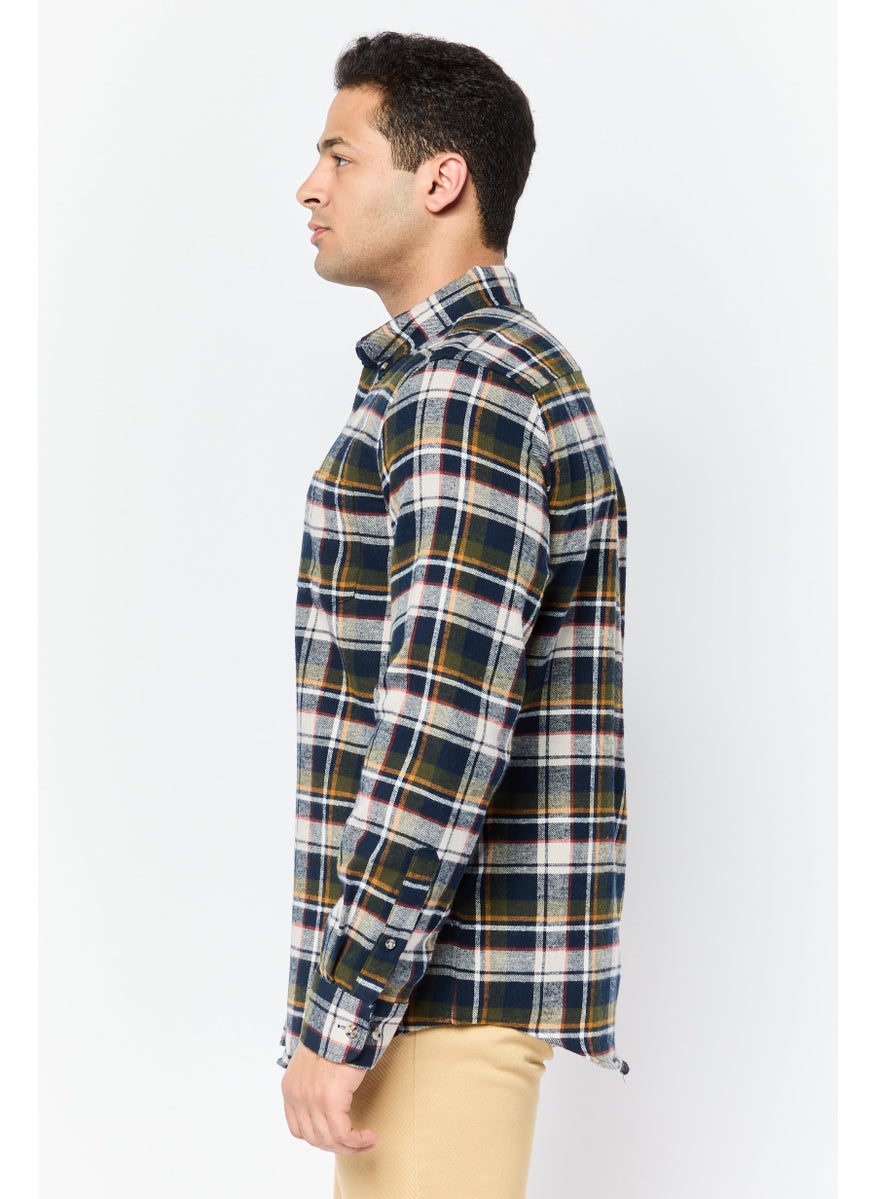 Men Regular Fit Plaid Long Sleeve Casual Shirt, Multicolor