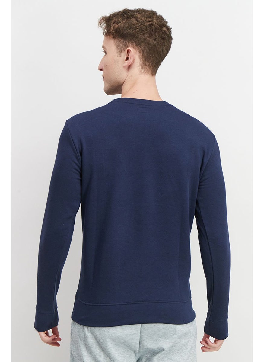 Men Sportswear Fit Long Sleeve Training Sweatshirt, Navy Blue