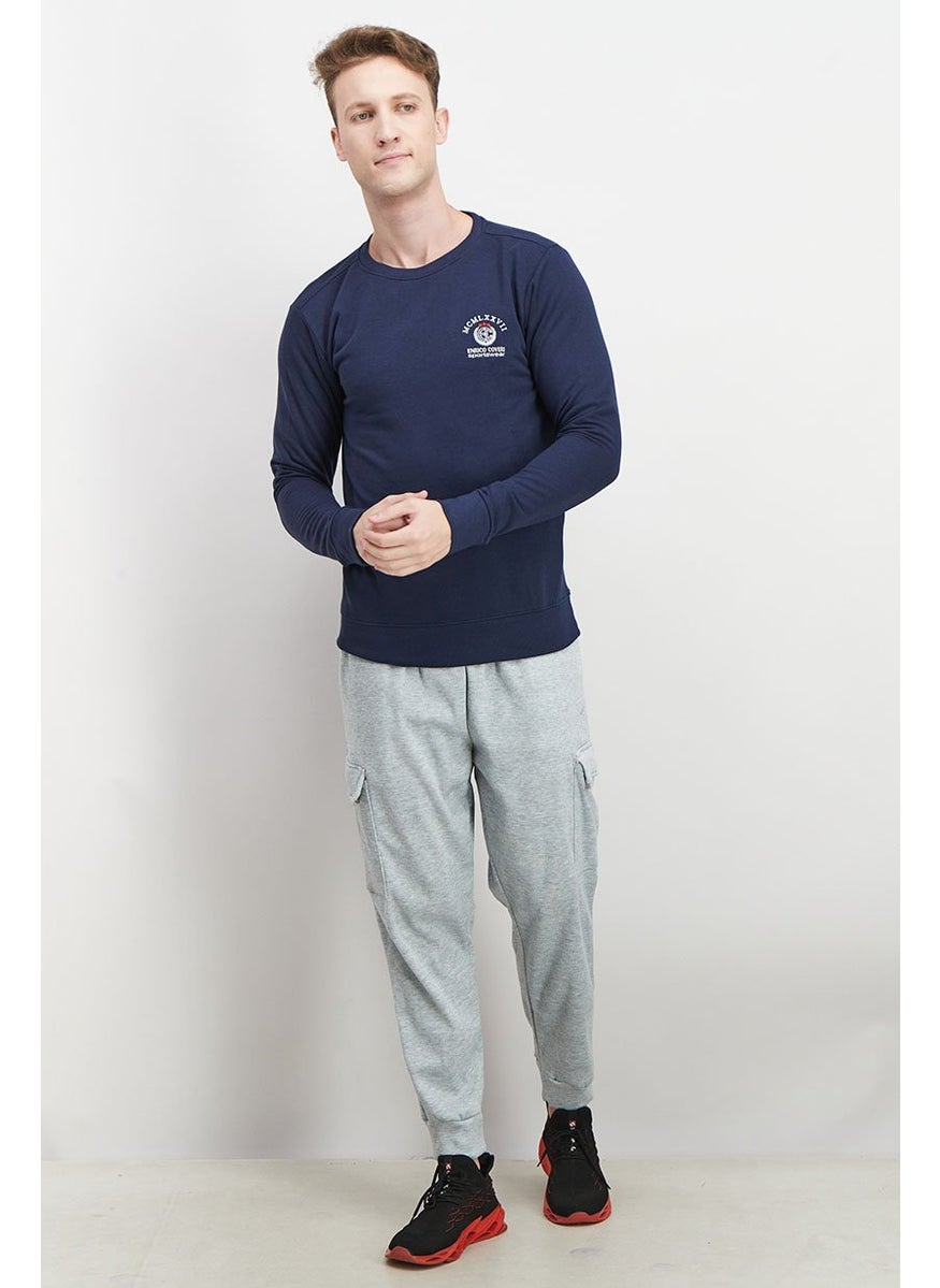 Men Sportswear Fit Long Sleeve Training Sweatshirt, Navy Blue