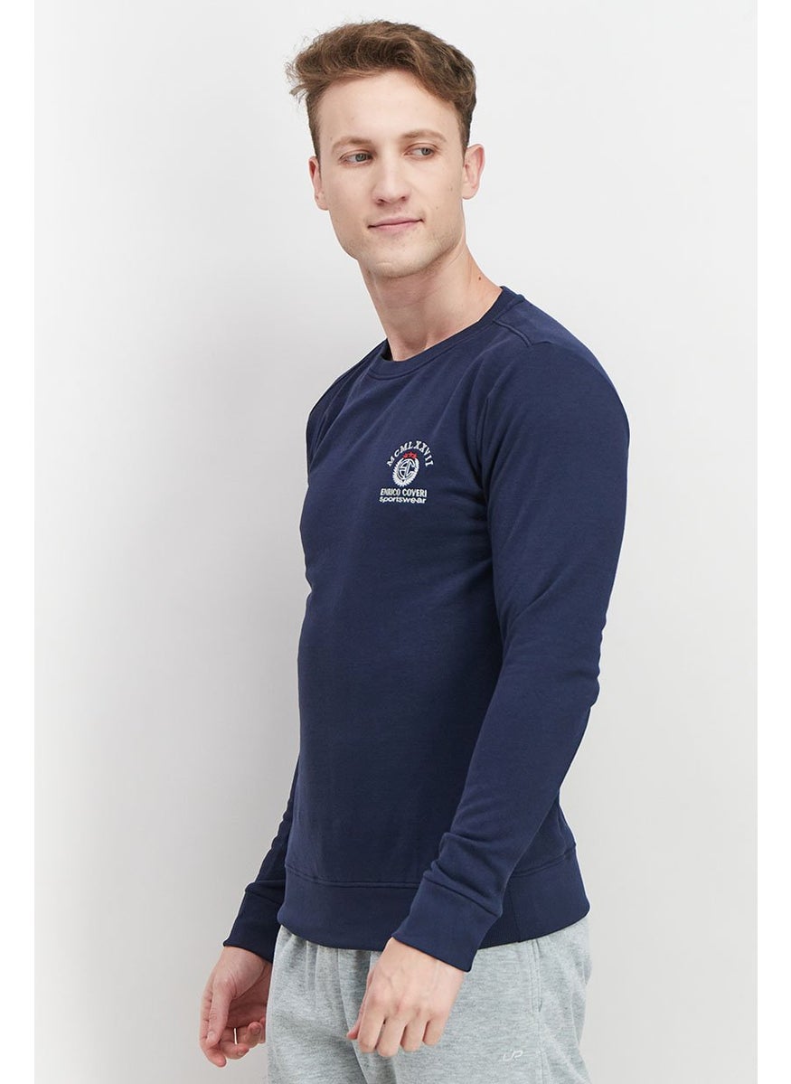 Men Sportswear Fit Long Sleeve Training Sweatshirt, Navy Blue