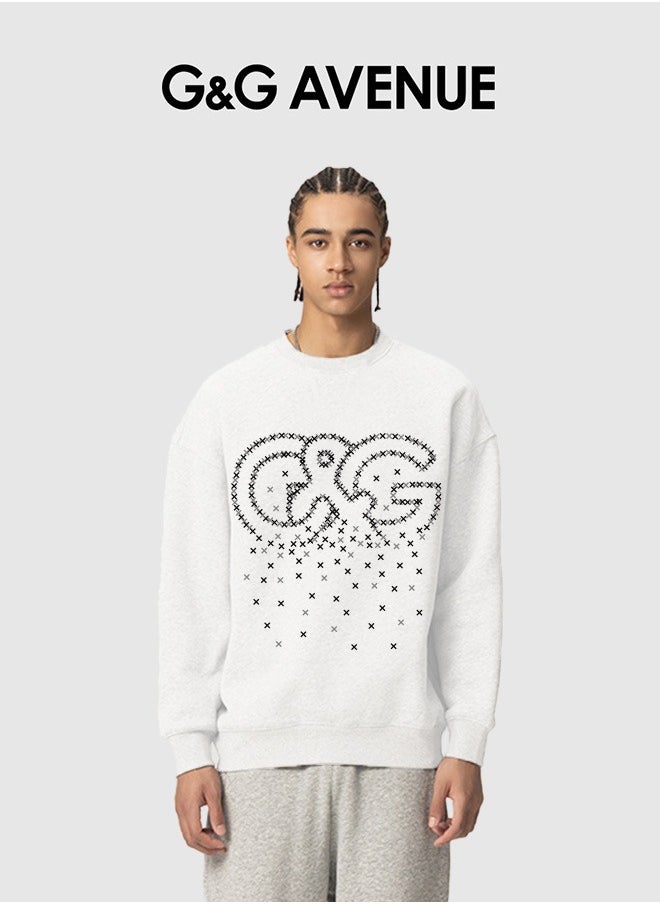Spring and Autumn men's round neck sportswear loose casual style soft long sleeved top fashionable and comfortable base top