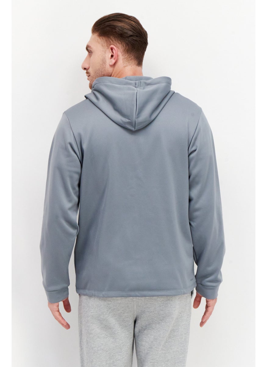 Men Sportswear Fit Hooded Long Sleeves Running Sweatshirt, Grey