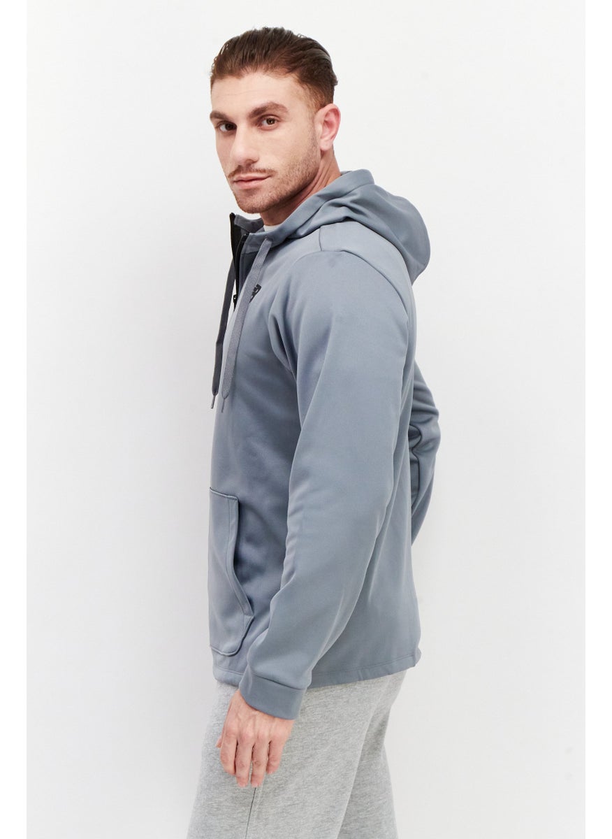 Men Sportswear Fit Hooded Long Sleeves Running Sweatshirt, Grey