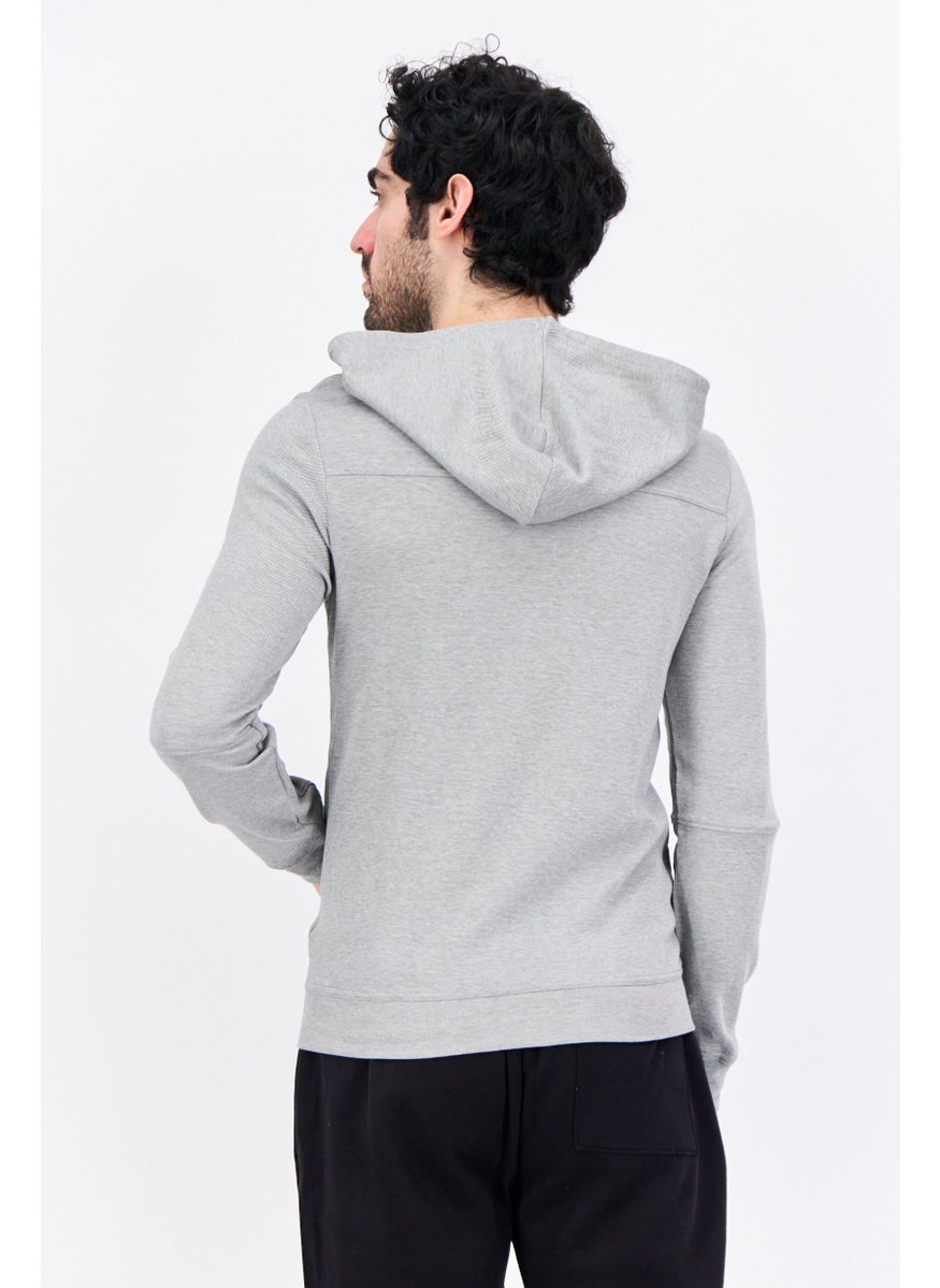 Men Sportswear Fit Long Sleeves Outdoor Hoodie, Grey