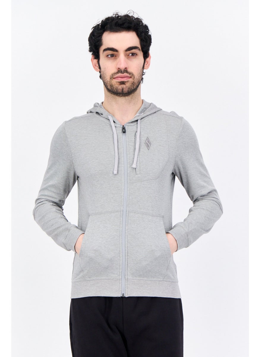 Men Sportswear Fit Long Sleeves Outdoor Hoodie, Grey