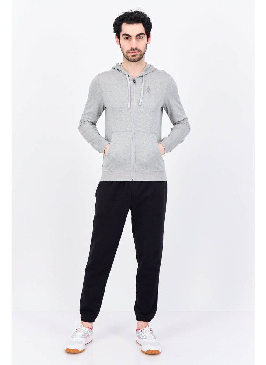Men Sportswear Fit Long Sleeves Outdoor Hoodie, Grey