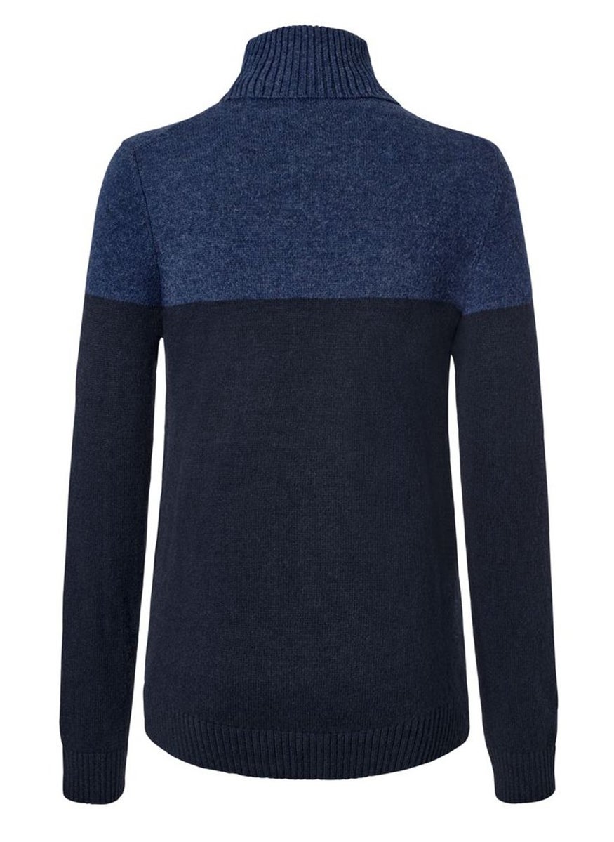 Men Mock Neck Knitted Pullover Sweater, Navy Blue